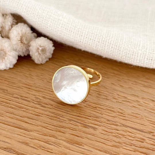 Bague "Ophéa" Nacre acier