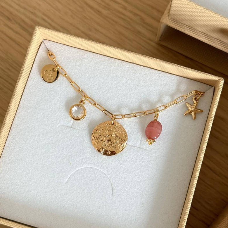 Collier charms personnalisable plaqué or, vue 8