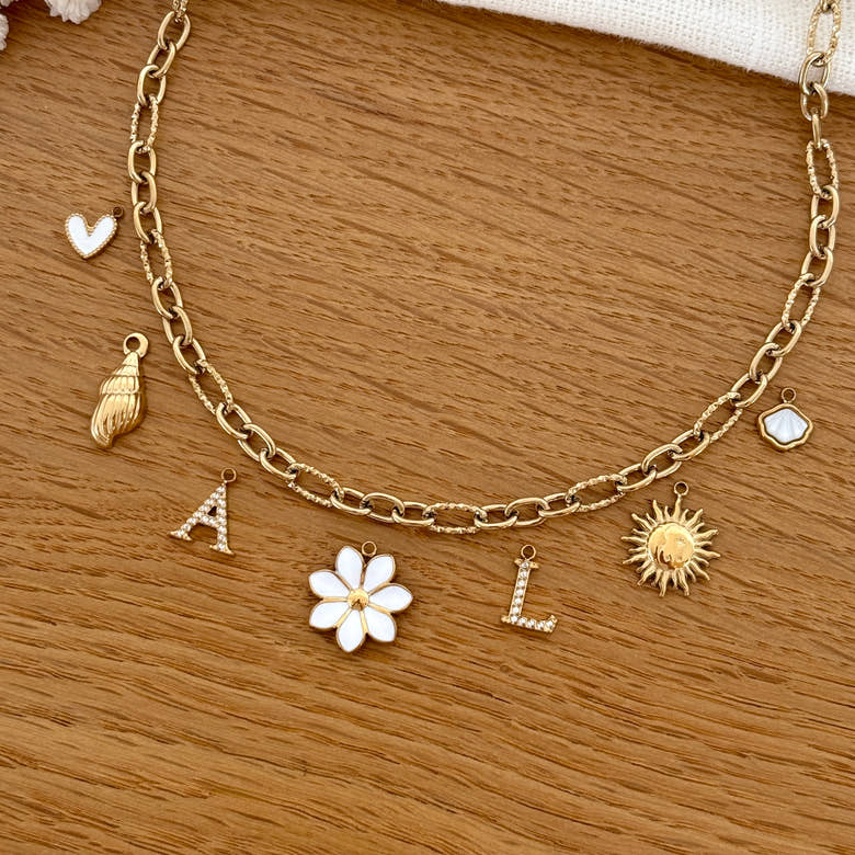 Collier charms personnalisable acier, vue 2