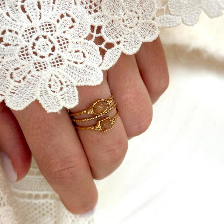 Bague "Amara" Quartz fraise acier, vue 2
