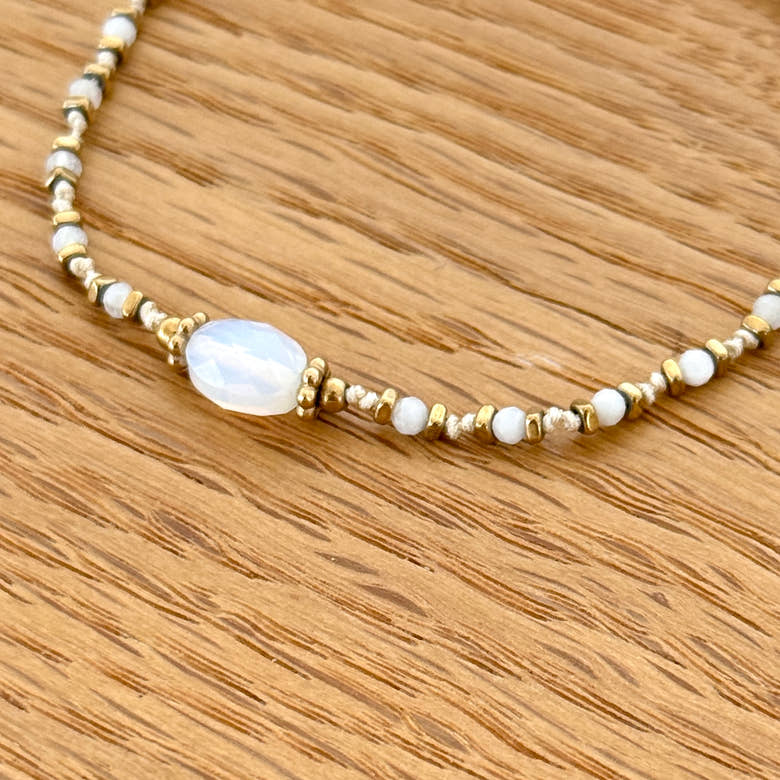Bracelet "Luna" agate blanc acier, vue 3