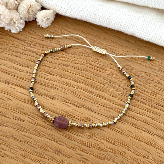 Bracelet "Luna" tourmaline acier