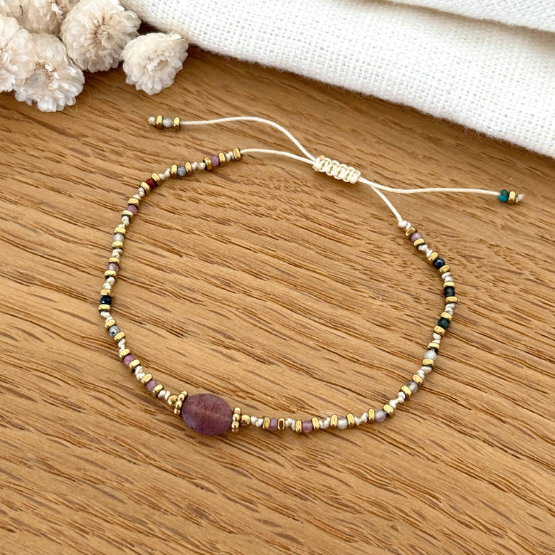 Bracelet "Luna" tourmaline acier