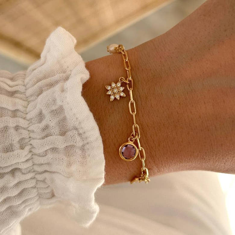 Bracelet charms personnalisable plaqué or, vue 4