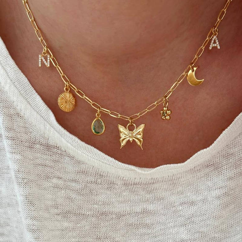 Collier charms personnalisable plaqué or, vue 9