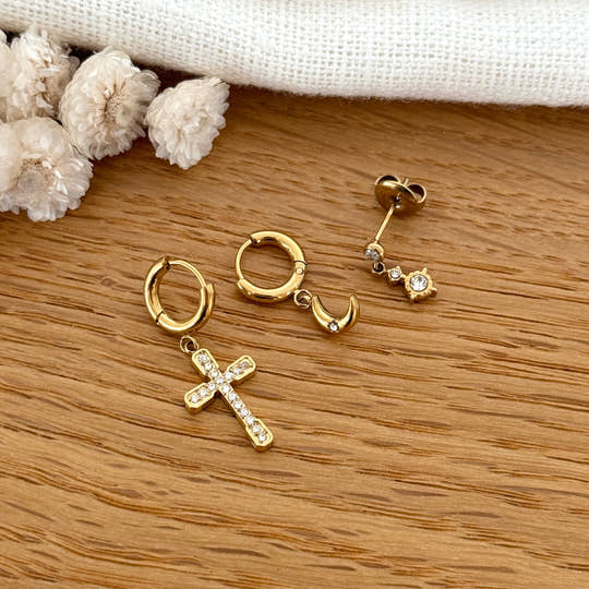 Set de boucles d'oreilles "Céleste" acier