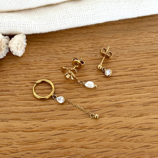 Set de boucles d'oreilles "Délicate" acier