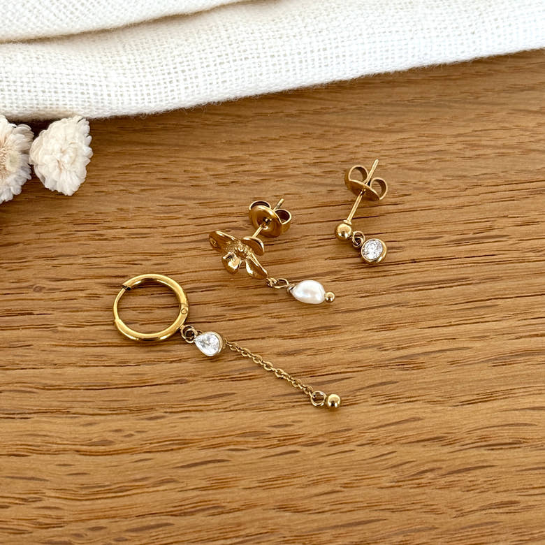 Set de boucles d'oreilles "Délicate" acier