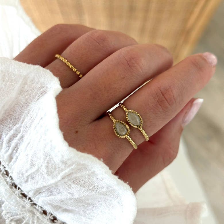 Bague "Neliora" blanc acier, vue 2