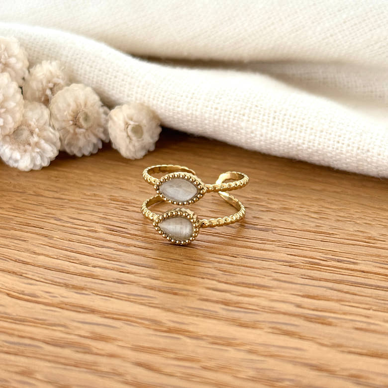 Bague "Neliora" blanc acier