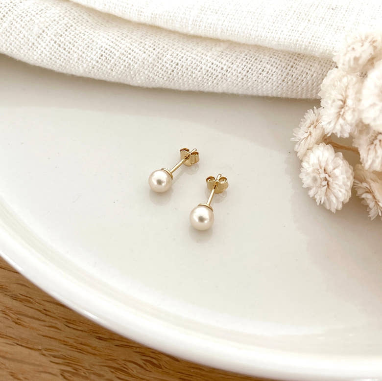 Boucles d'oreilles "Perles" nacre, vue 2