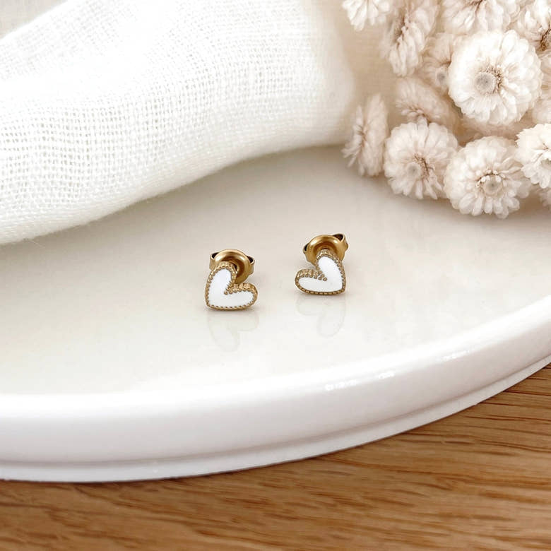 Boucles d'oreilles "Louka" blanc acier, vue 2