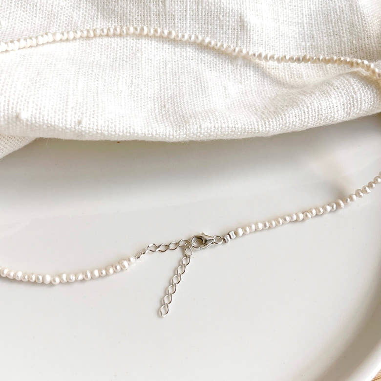 Collier "Pearl" argent, vue 2