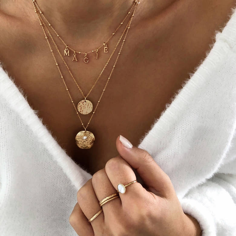 Collier "Initial" plaqué or, vue 7