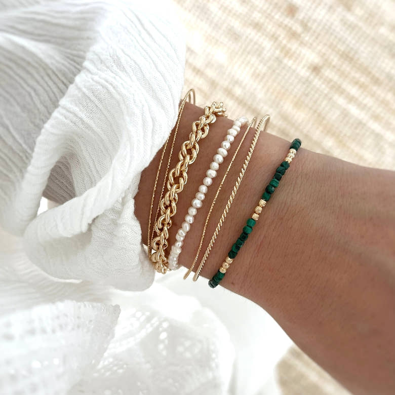 Bracelet "Pearl" plaqué or, vue 2
