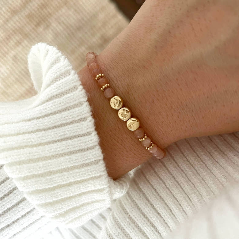 Bracelet "Galia" Pierre de soleil plaqué or, vue 2