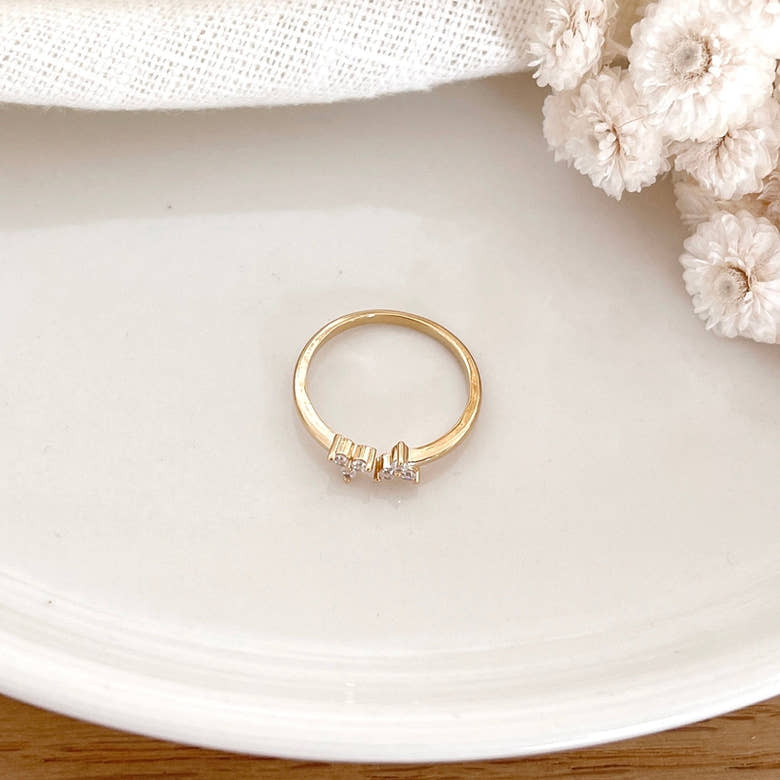 Bague "Leonie" plaqué or, vue 2