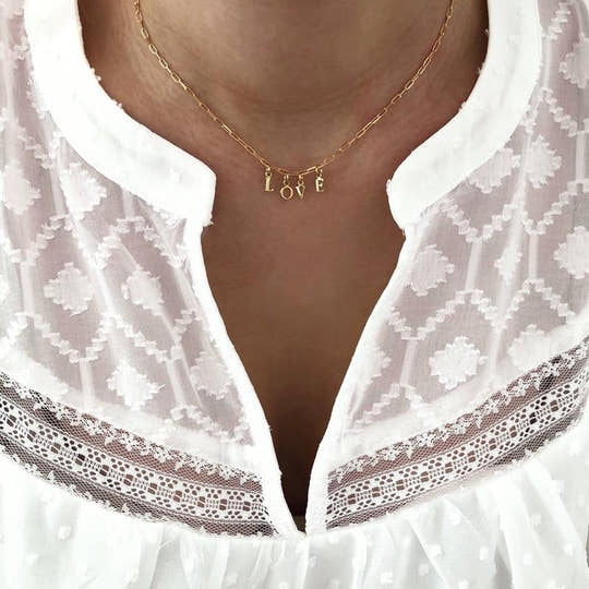 Collier "Idylle" lettre(s) plaqué or